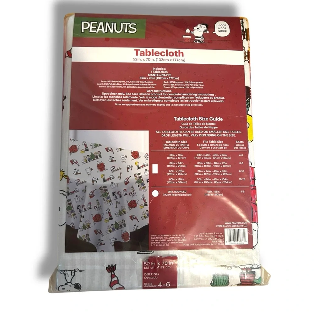 Peanuts & Snoopy Gang Holiday Christmas Vinyl Tablecloth 52x70” Christmas decor